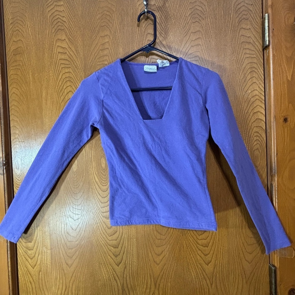 Moda International Deep Purple V-Neck Blouse - Picture 6 of 9